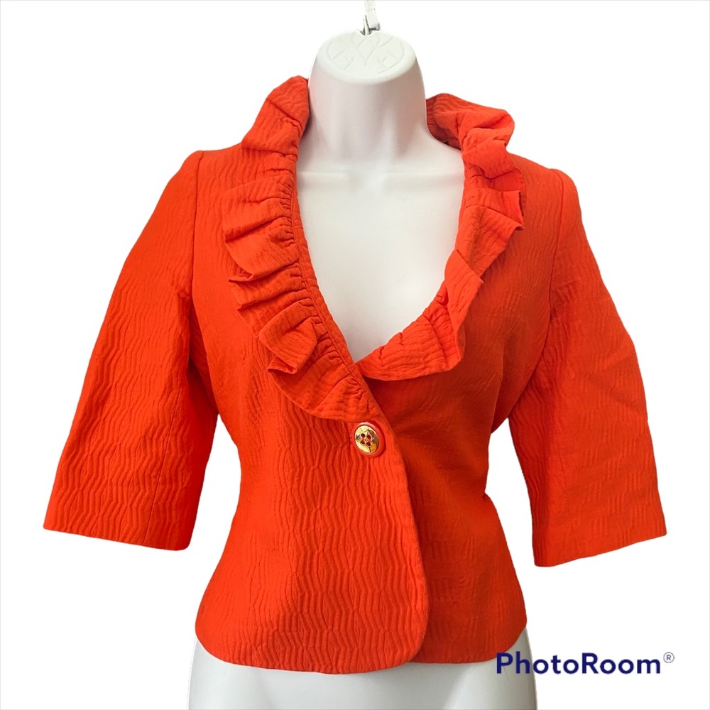 Milly of New York Orange Ruffled Blazer
